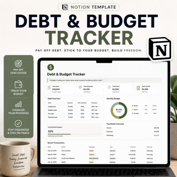 Debt & Budget Tracker | Notion Finance Template