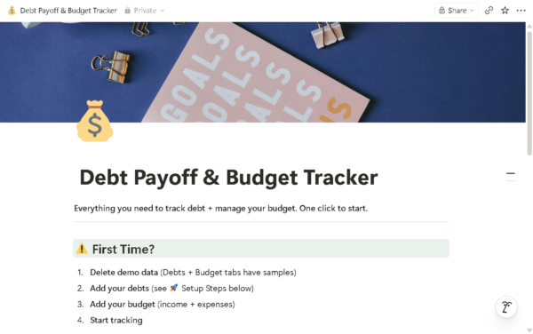 Debt & Budget Tracker | Notion Finance Template